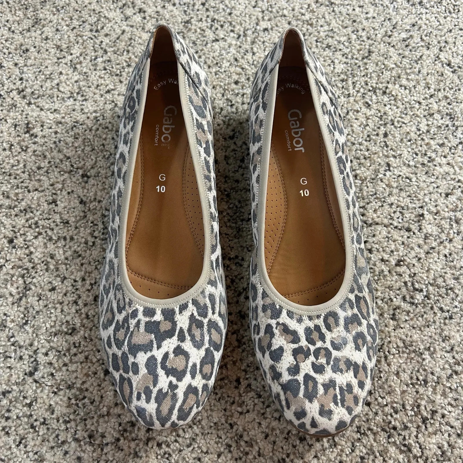 Gabor Animal Print Ballet Wedge Shoe Size 11W Comfort Leopard Workwear Casual Brown - Image 2