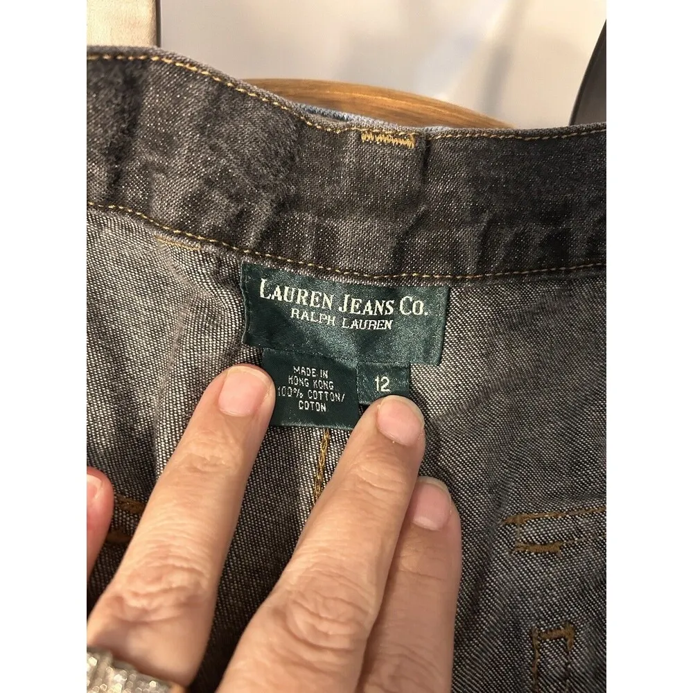 Vintage Lauren Jeans Co Ralph Lauren Cargo Jeans Dark Wash Black Women’s Size 12 - Image 3