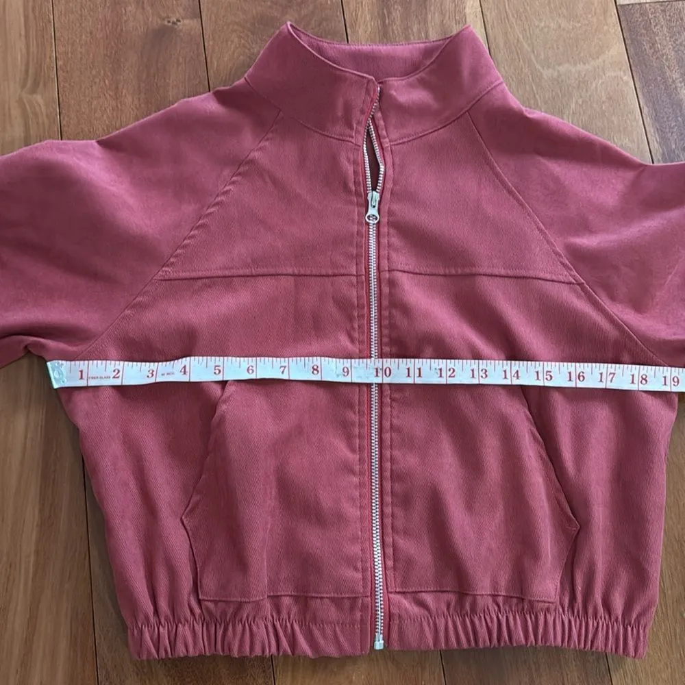 ROMWE Raspberry Cropped Bomber Zip Up Jacker Size S - Image 4