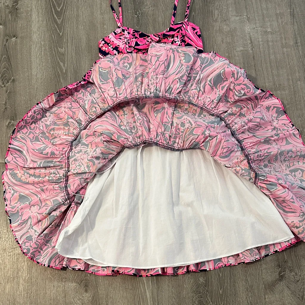 Lilly Pulitzer Sz 0 Adalia Knee Length Cot Tiered Lined Cocktail Colorful Dress - Image 6