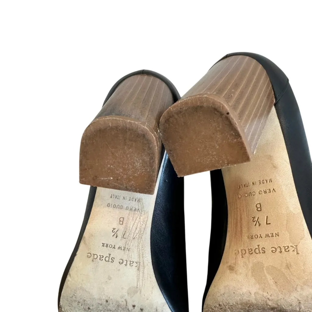 Kate Spade Inella Black Lace-Up Heels Sandals Booties Wood Size 7.5 Women's - Image 11