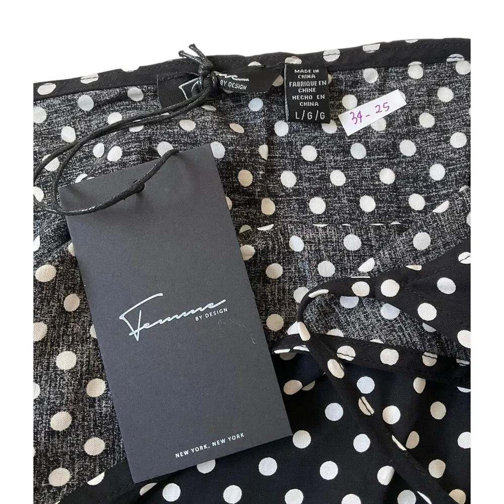 Femme by Design Black Polka Dot Tank Top Women's Size Large NWT | 34 - Image 6