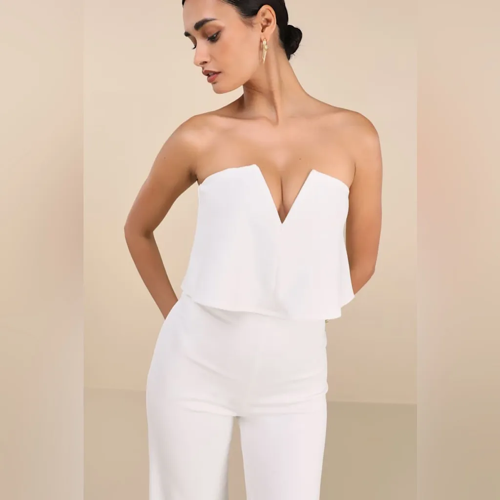Lulus Power of Love White Strapless Jumpsuit - Image 3