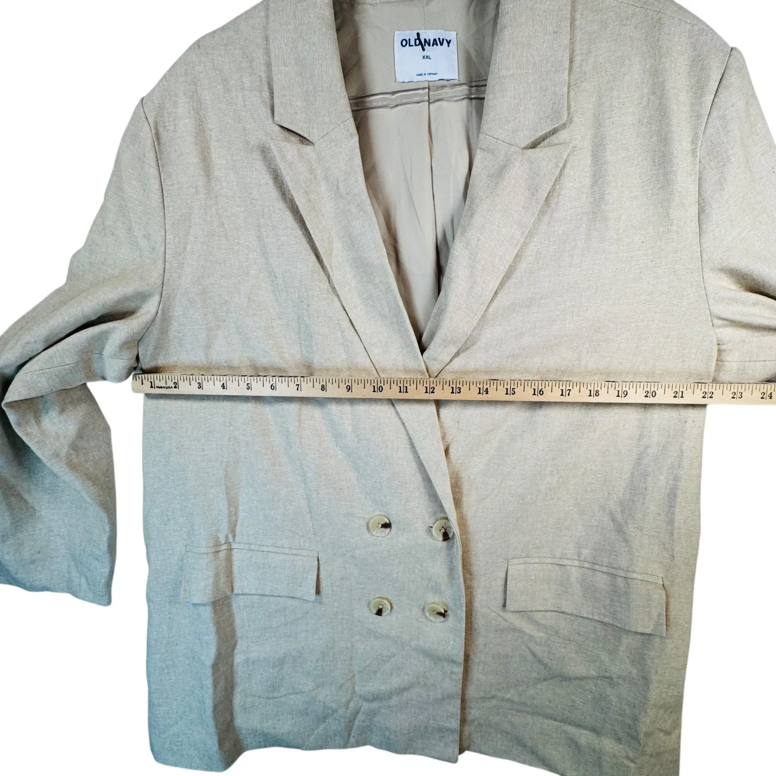 Old Navy XXL Blazer Butter Yellow Linen Blend Double Breasted‎ Coastal Grandma - Image 6