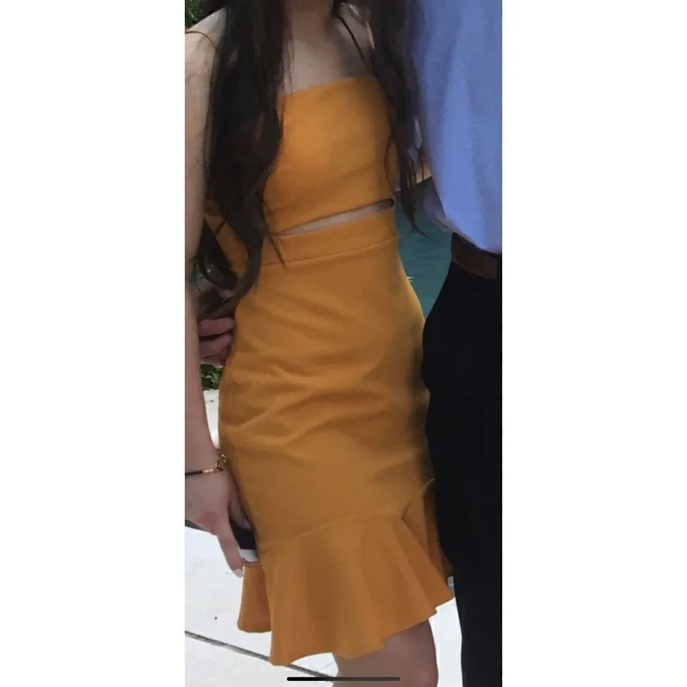 Yellow cutout midi dress xs Yellow - Image 2
