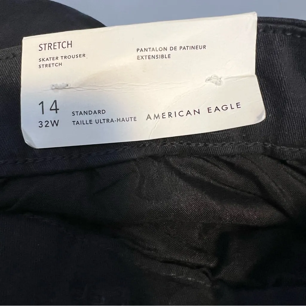 American Eagle stretch skater trouser pants black wash wide leg size 14 32W NWT - Image 6