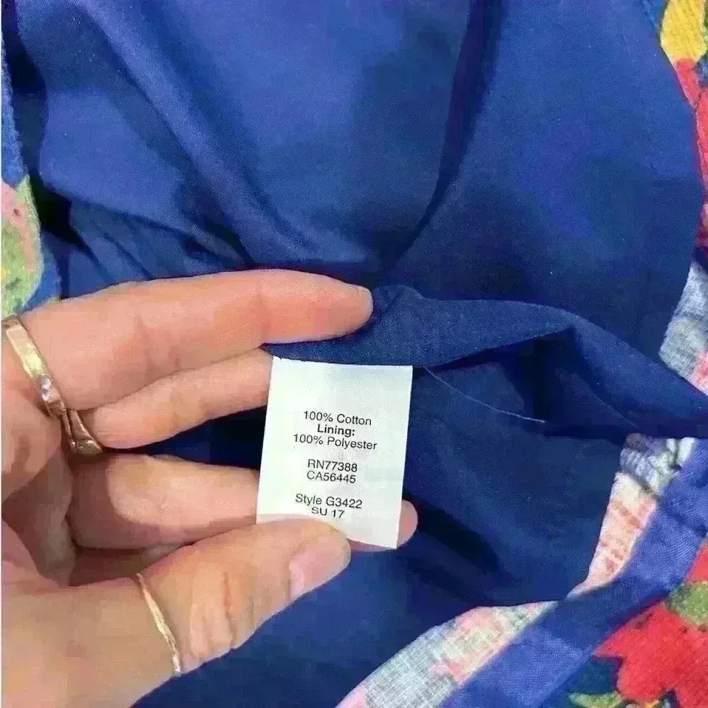 J Crew Floral Pleated Shift Dress $118 Size 4P‎ Bright Blue Pink Green Yellow - Image 5