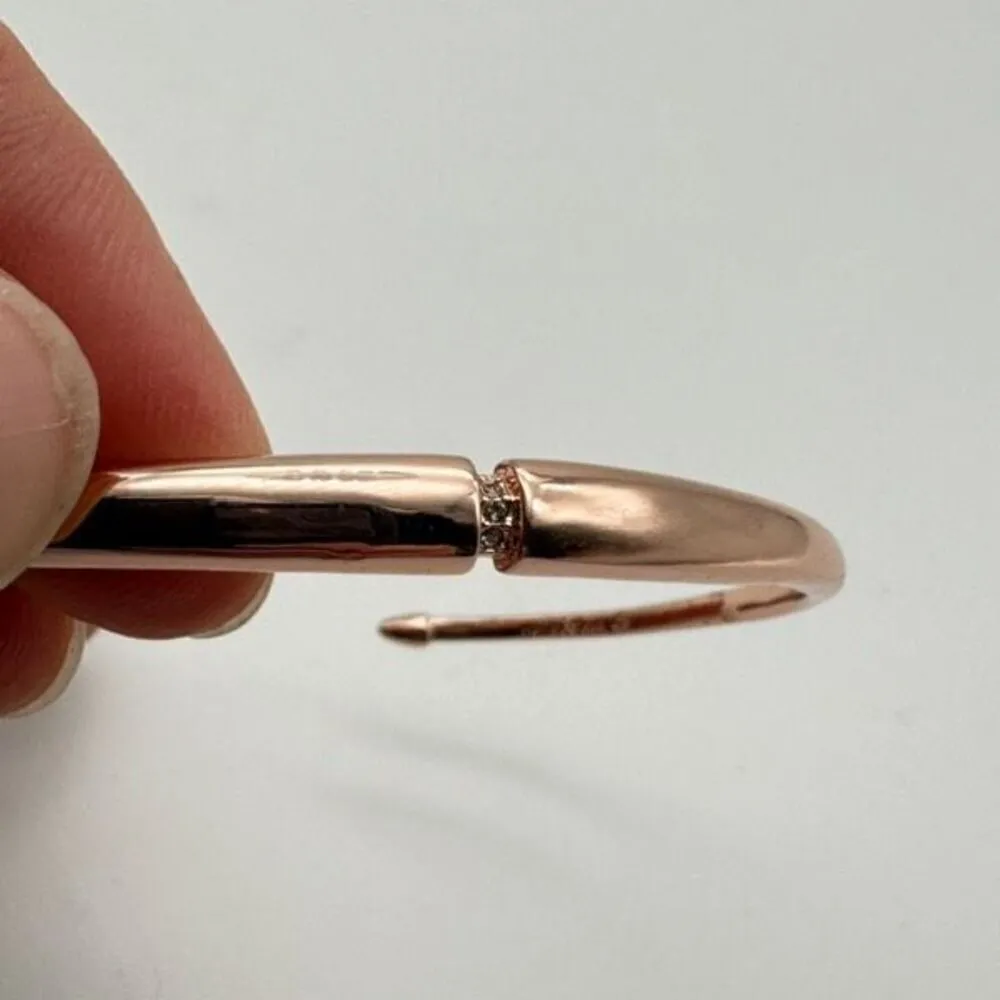 Stella & Dot Pave Inset Rose Gold Cuff Dainty Minimalist understated Elegant - Image 7