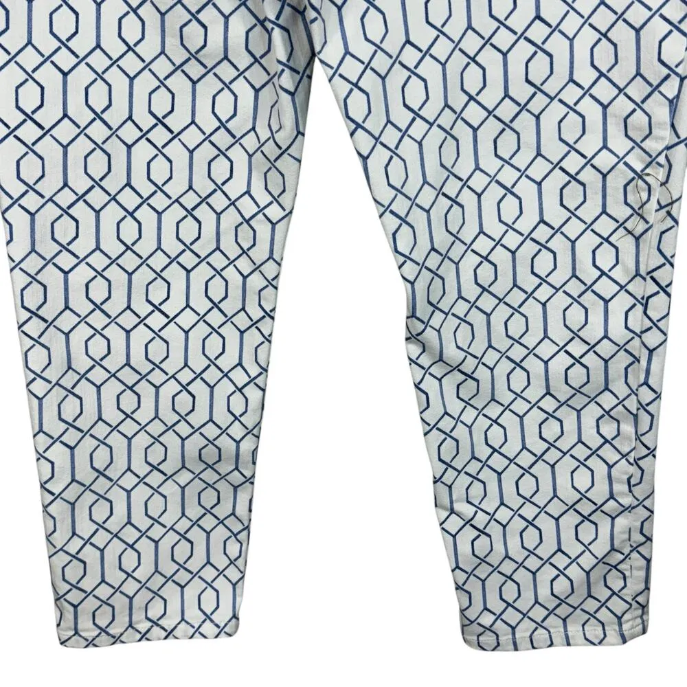 Chico’s SZ 2 (Large/12) So Slimming Girlfriend Crop Jeans Trellis Tile Hi-Rise - Image 6