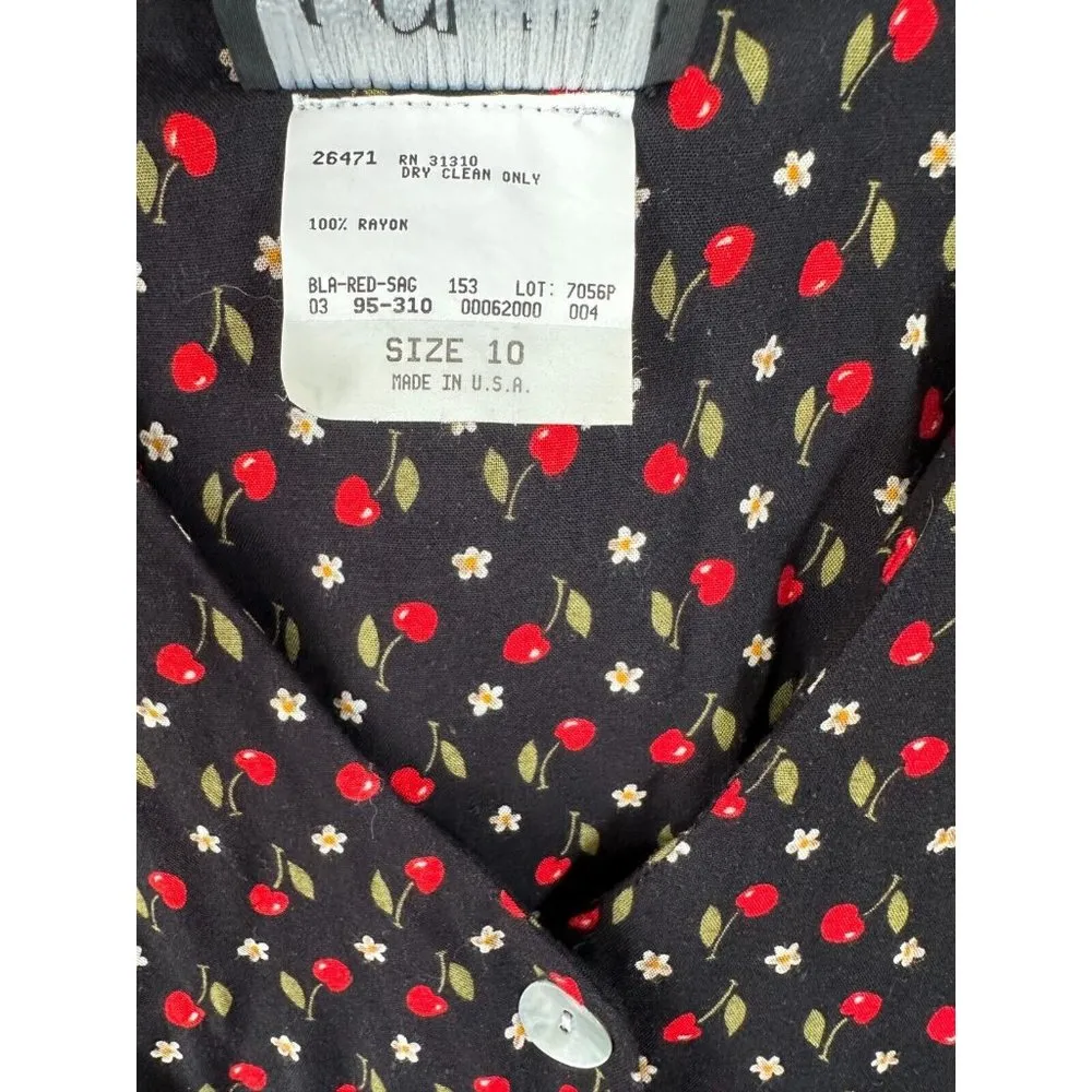 Vintage Ms Choice Womens 10 Romper Jumpsuit 90s Floral Black Red Short Sleeve US - Image 12