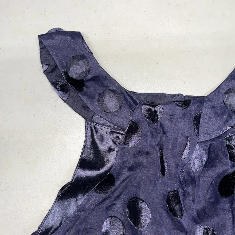 ECI New York NWT Size 14 Navy Blue Swiss Dot Silk Blend Halter Tank Top Blouse - Image 3