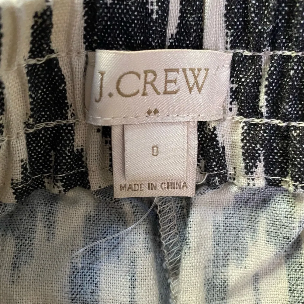 J. Crew Geometric Linen Blend Pull On Casual Pants Women’s Size 0 - Image 4