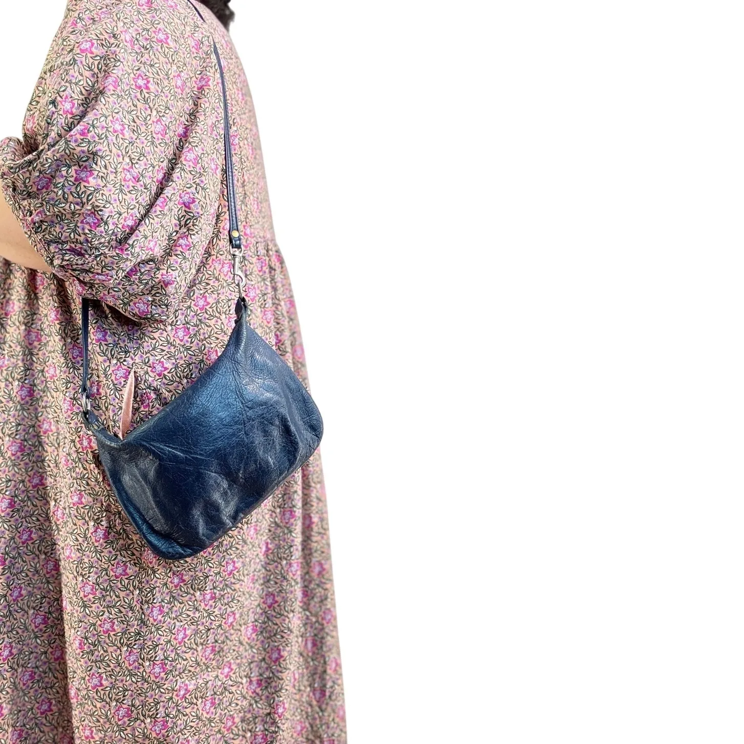 Begger's Pouch Small Leather Purse Navy Blue Shoulder Bag - Image 7