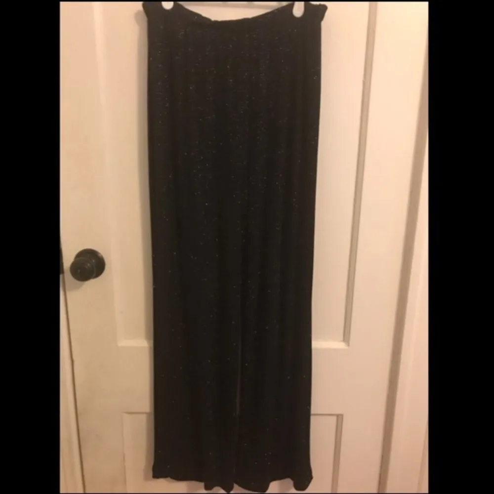 Vintage J. B. S. Ltd Black Sparkle Wide Leg Pants Size 14 - Image 2
