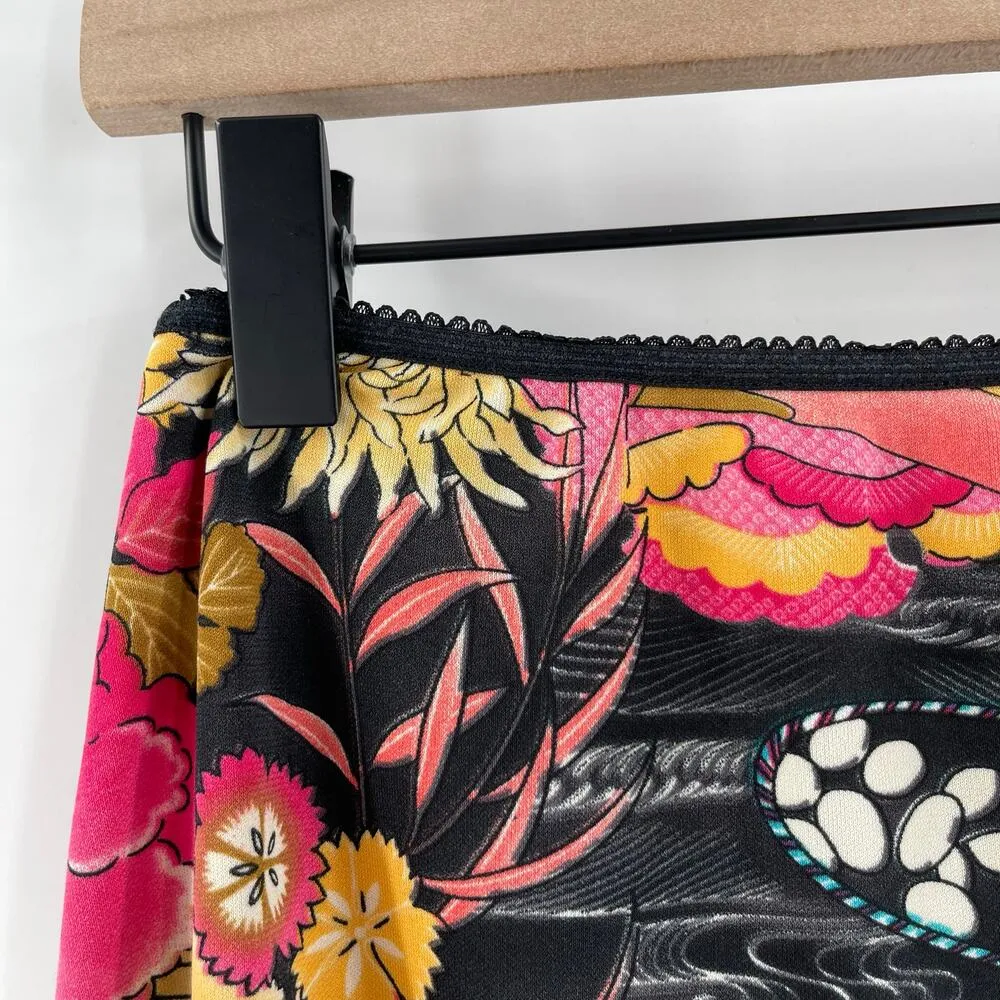 VINTAGE TRIXXI Skirt Size Medium Pull On Fairy Whimsy Goth Floral Babydoll Y2K Black - Image 6