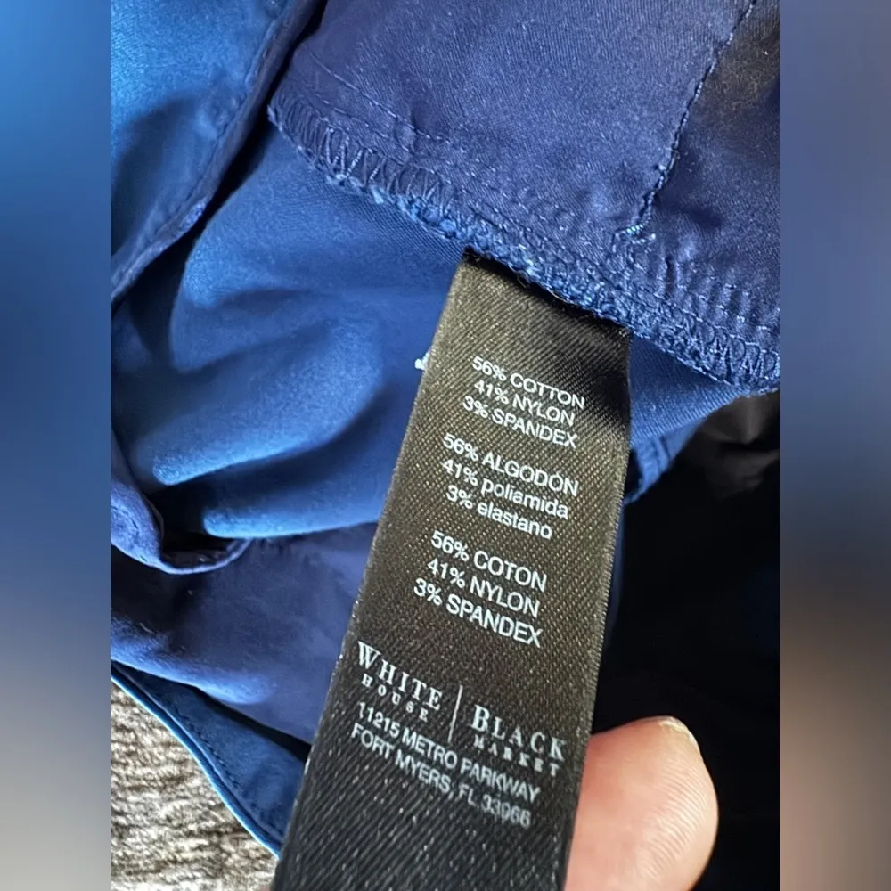 White House Black Market WHBM Perfect Form Straight Cropped Pants size 14 navy - Image 9