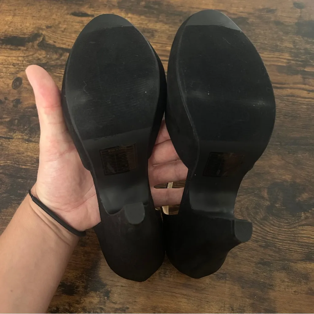 NWOT Graham Street Shoe Co Faux Suede Black Heels Wedding Guest Formal Neutral Size 10 - Image 5