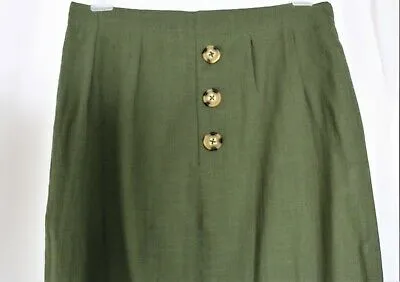 Womens Size XS Green 100% Cotton Skirt with Faux Button Detail & Fringes Blue Border Modest Hebrew Customs - Image 6
