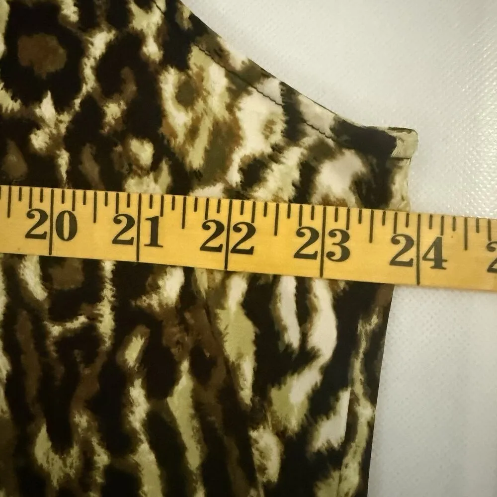Susan Graver Leopard Print Cowl Neck Green Brown Sleeveless Top Blouse Women 1X - Image 6