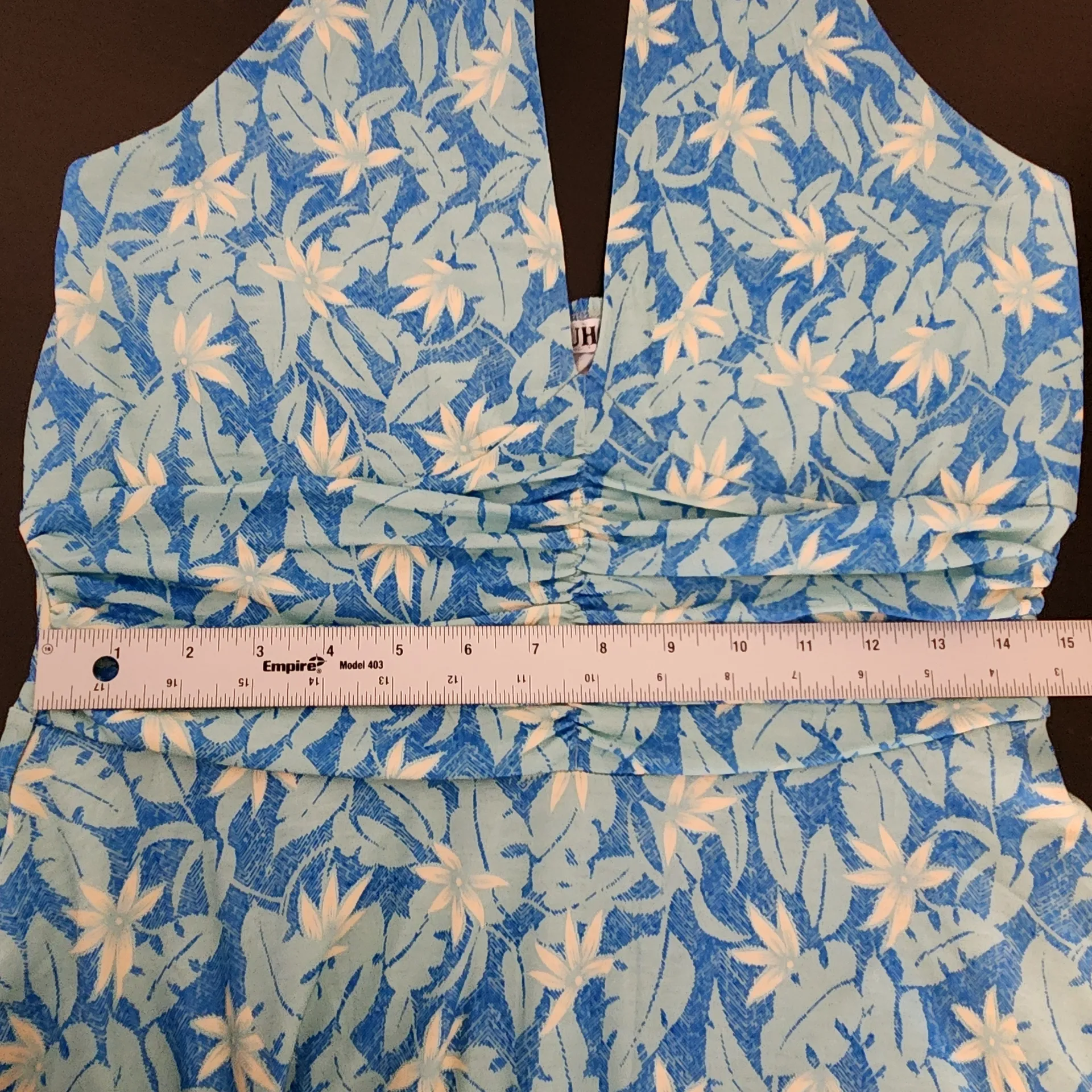 HuHot Blue Tropical Print Halter Dress with Pockets Size Large NWT - Image 10