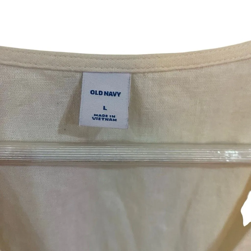 Old navy linen blend NWT long button down dress cream large - Image 7