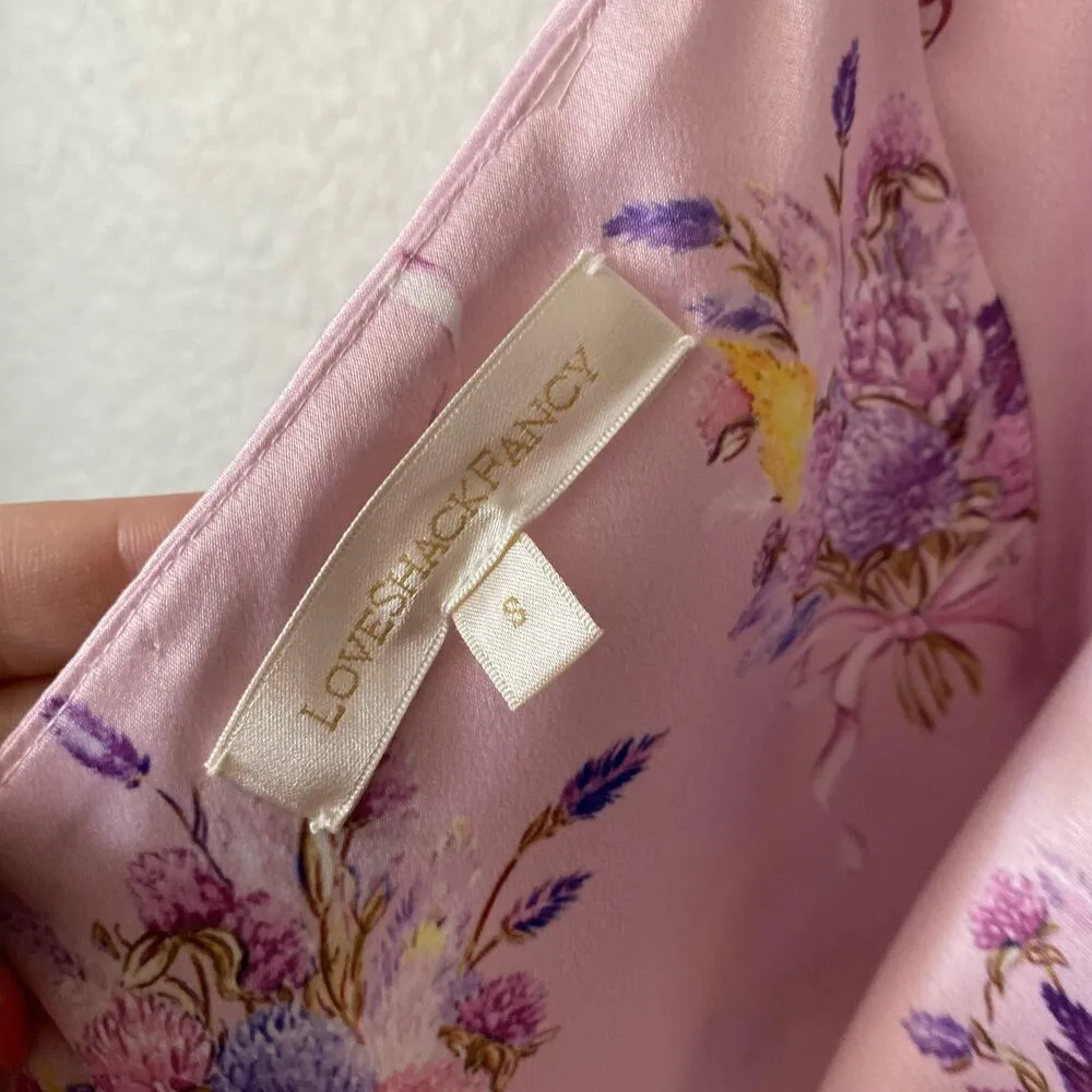 Loveshackfancy BOCA HANDKERCHIEF TOP pink floral satin silk - Image 5