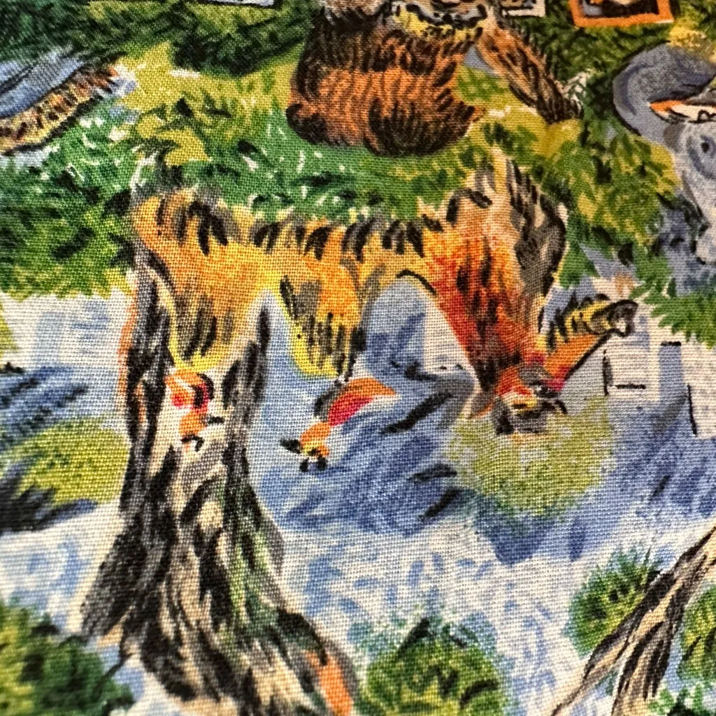 Vintage Guy Buffett Collection For Reyn Spooner 80’s Art Zoo Animal Dress Size S Green - Image 5