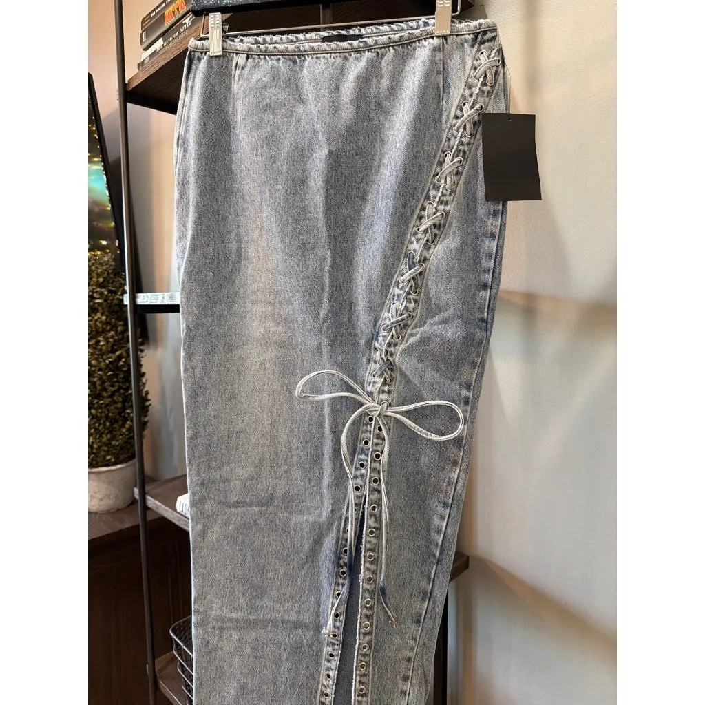 retrofete Zahlia Denim MaxiSkirt Alani Blue Womens Size 25 - Image 6