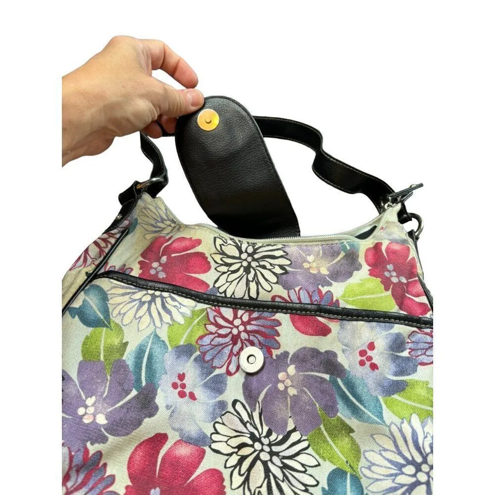 Floral Canvas Shoulder Bag With Leather Accents By Croft & Barrow - Image 3