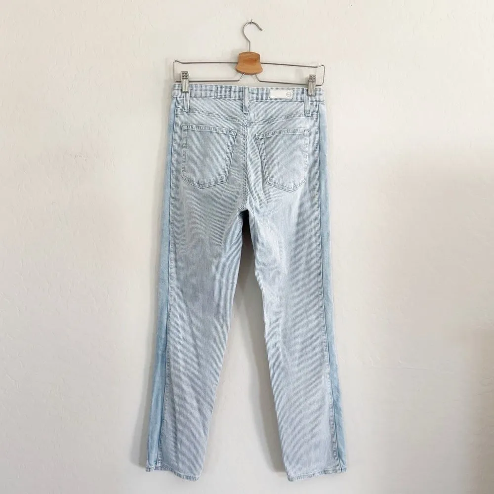 AG Isabelle Panel High Rise Straight Crop Jeans Victory Striped Size 28 R - Image 9
