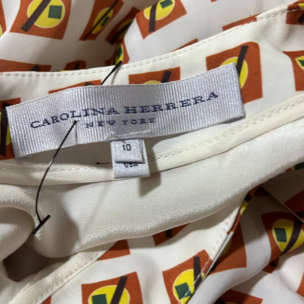 Carolina Herrera Brown and White Patterned Midi Dress - Image 5