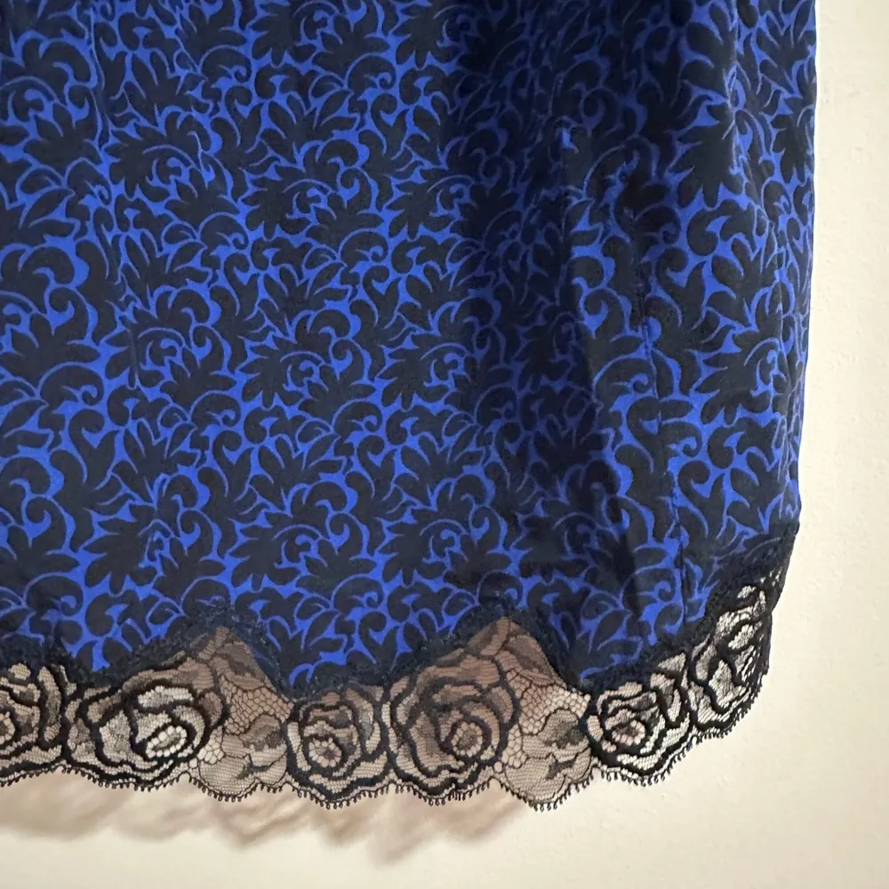 Stella McCartney Silk lingerie slip lace printed blue black - Image 6