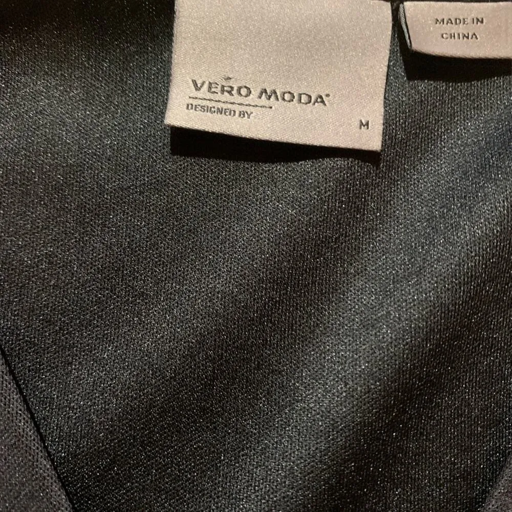 Vero Moda Blouse Top Black Orange Floral Surplice Long Sleeve Top Medium - Image 4