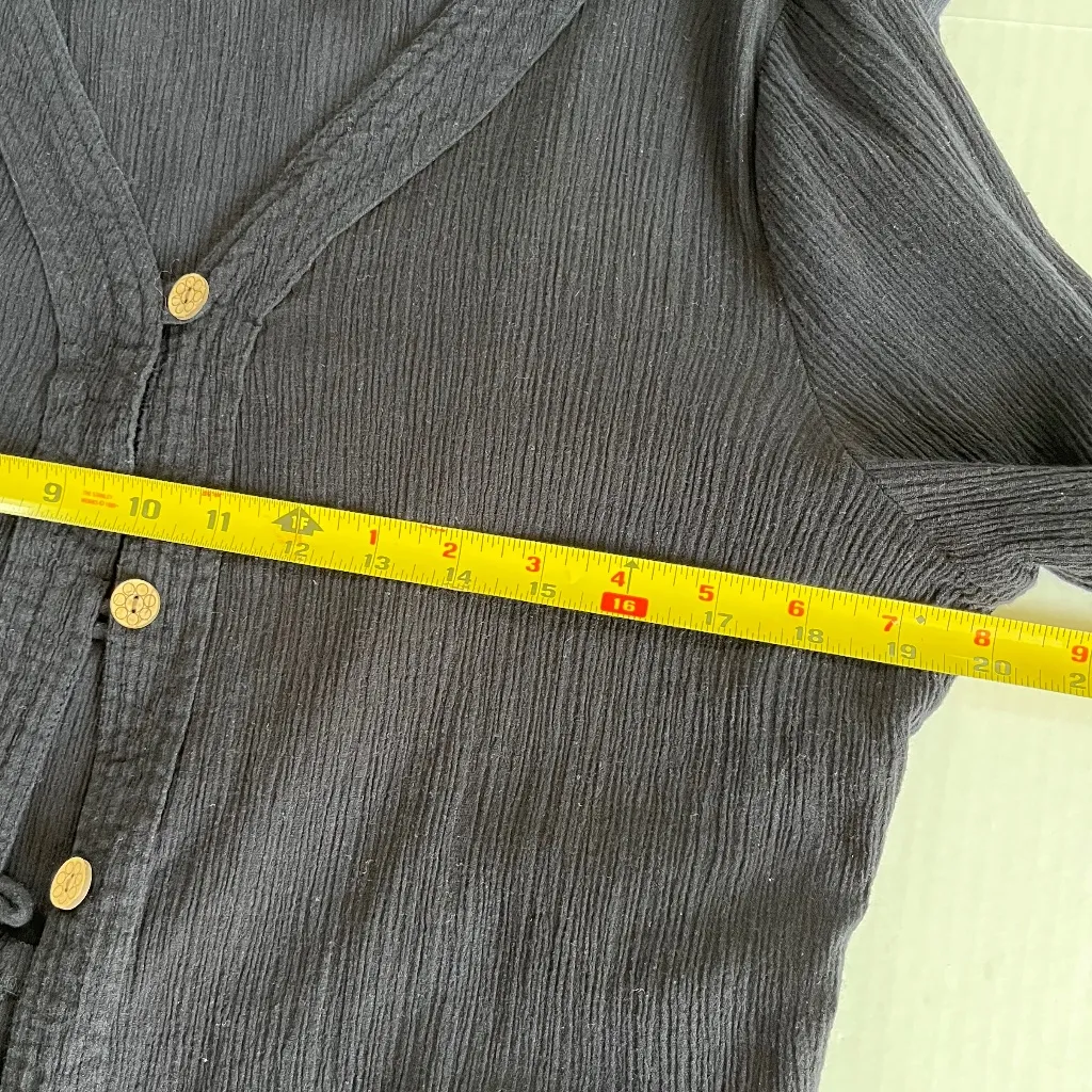 Le Cove Sz M Navy Blue Crepe Midi Shirt Cover Up Dress Button Down V Neck Size M - Image 7