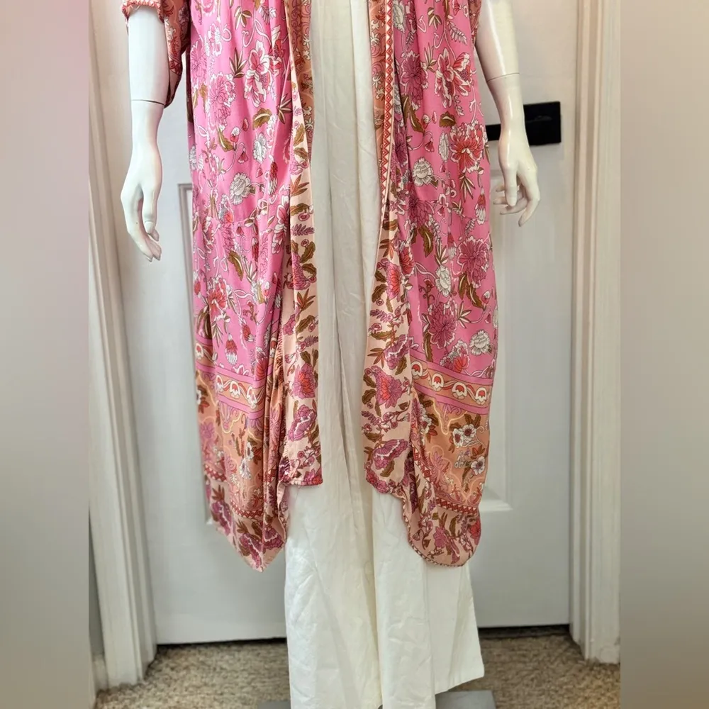 R. Vivimos Floral Pink Kimono Robe Size XL. F47 - Image 9