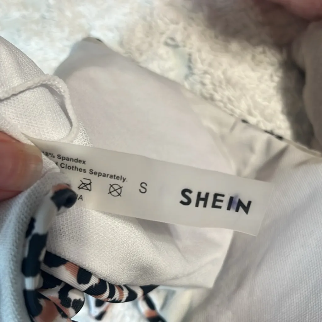 One Shoulder Cheetah Print Bikini Top Brown Size undefined - Image 7