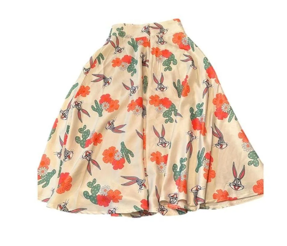 Unique Vintage Looney Tunes Bugs Bunny Cactus Midi Skirt XS Multicolor - Image 7