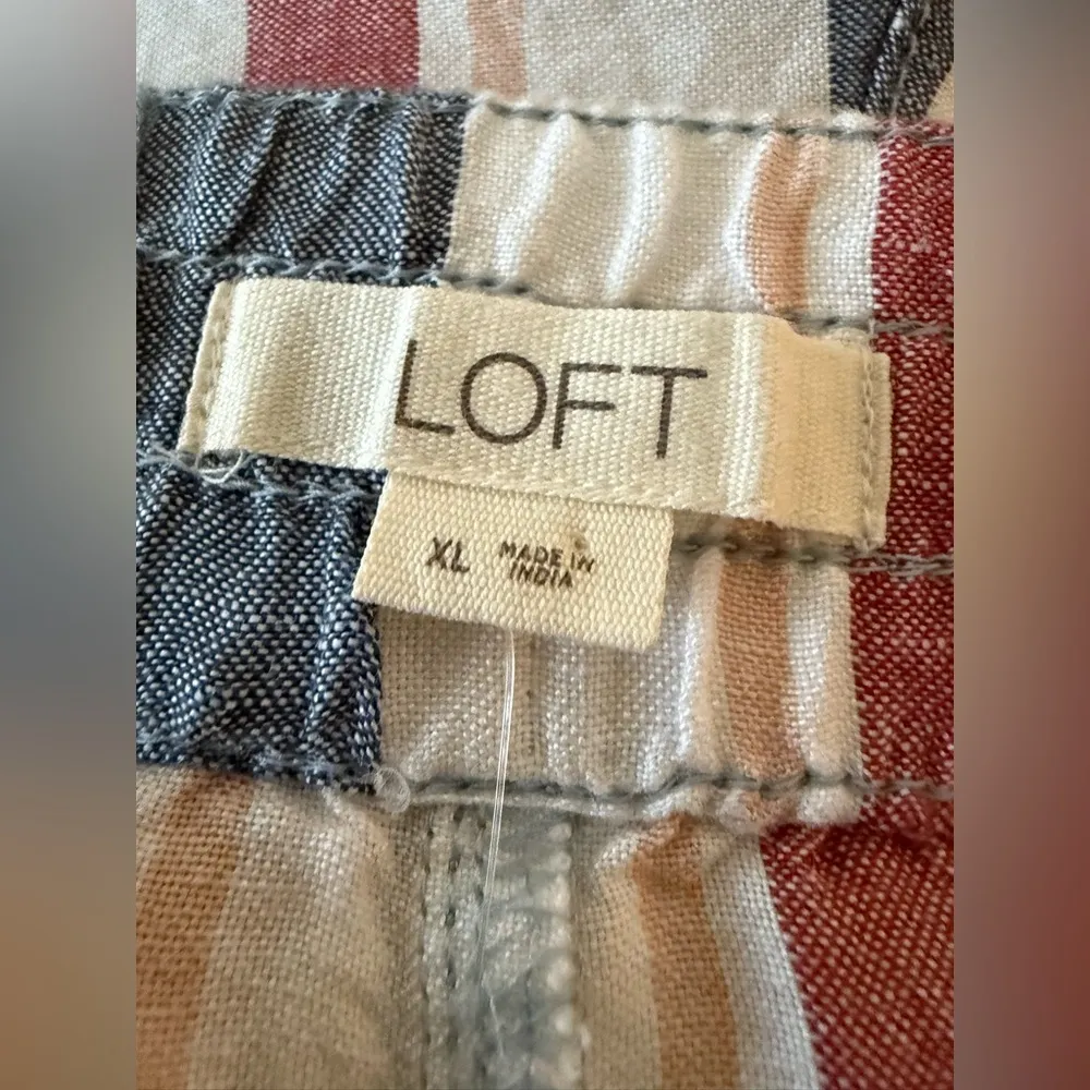 Loft Linen Rayon Blend Shorts Vertical Striped Casual Summer Women’s NWT Size XL - Image 2