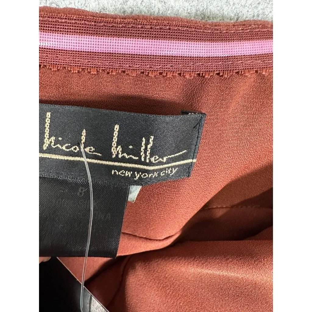 NWT Vintage 90s Y2K Nicole Miller Womens Dress Size 8 Silk Brown Prom Cocktail - Image 8