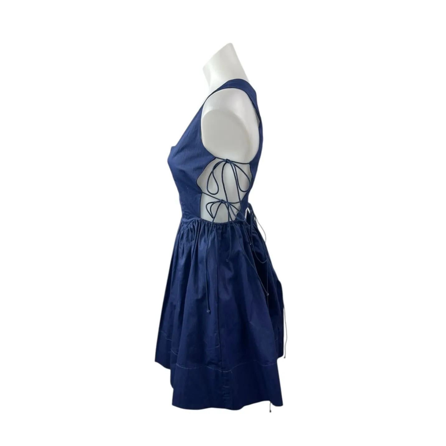 NEW Allina Liu Dashi Blue Sleeveless Lace Square Neck Fit & Flare Mini Dress XS - Image 3