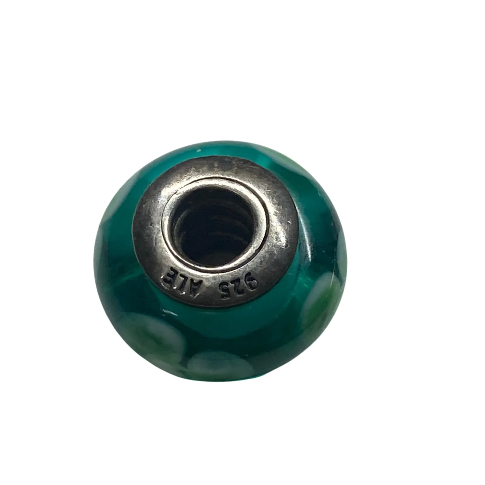 Pandora Teal Green Murano Glass Charm Sterling Silver 925 ALE Floral - Image 3