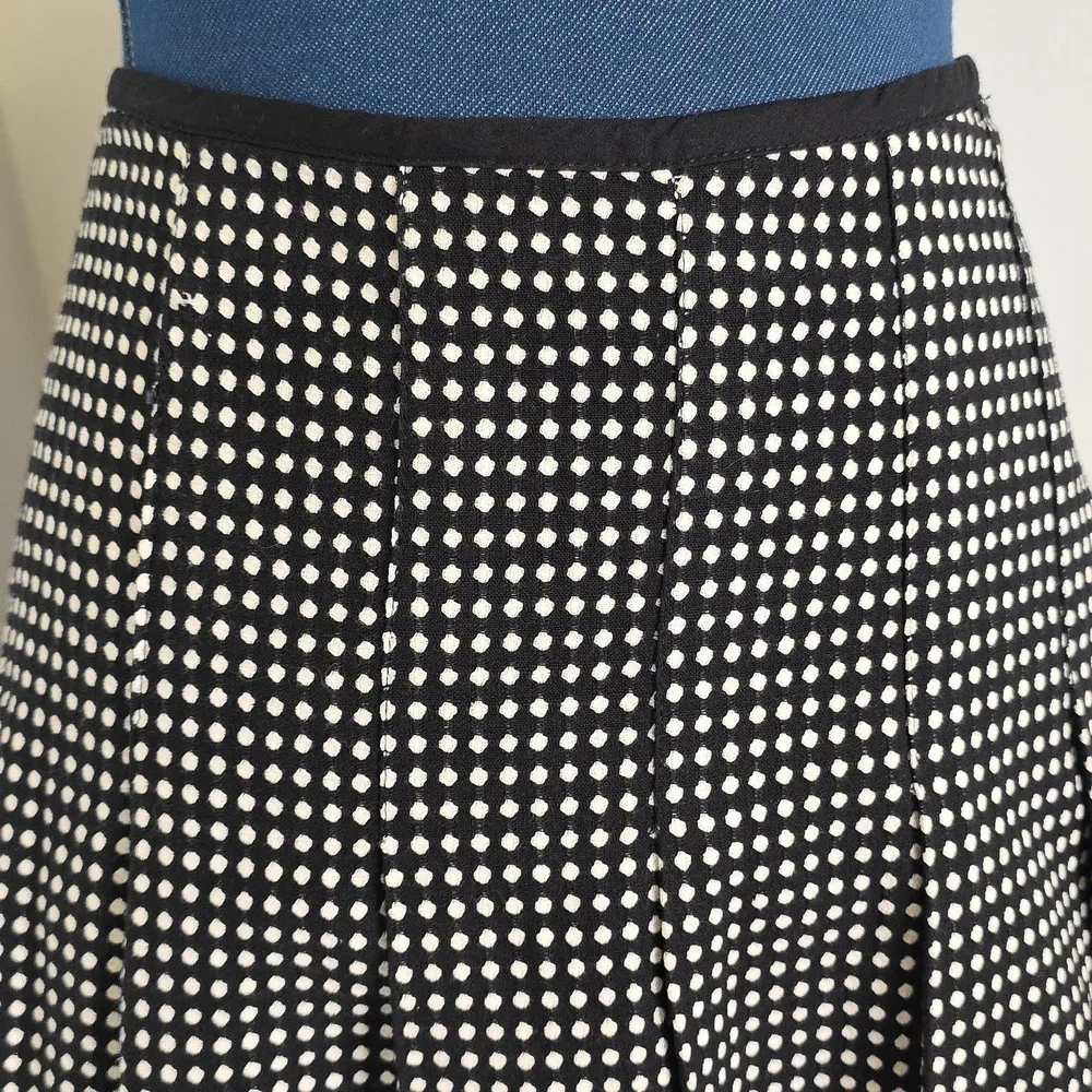 Wrapper Black & White Polka Dot Above the Knee Skirt Lace Hem - Image 2