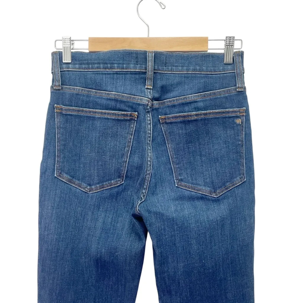 Madewell Mid Rise Kick Out Jeans Size 27 Blue Stretch Denim Cropped Dark Wash - Image 7