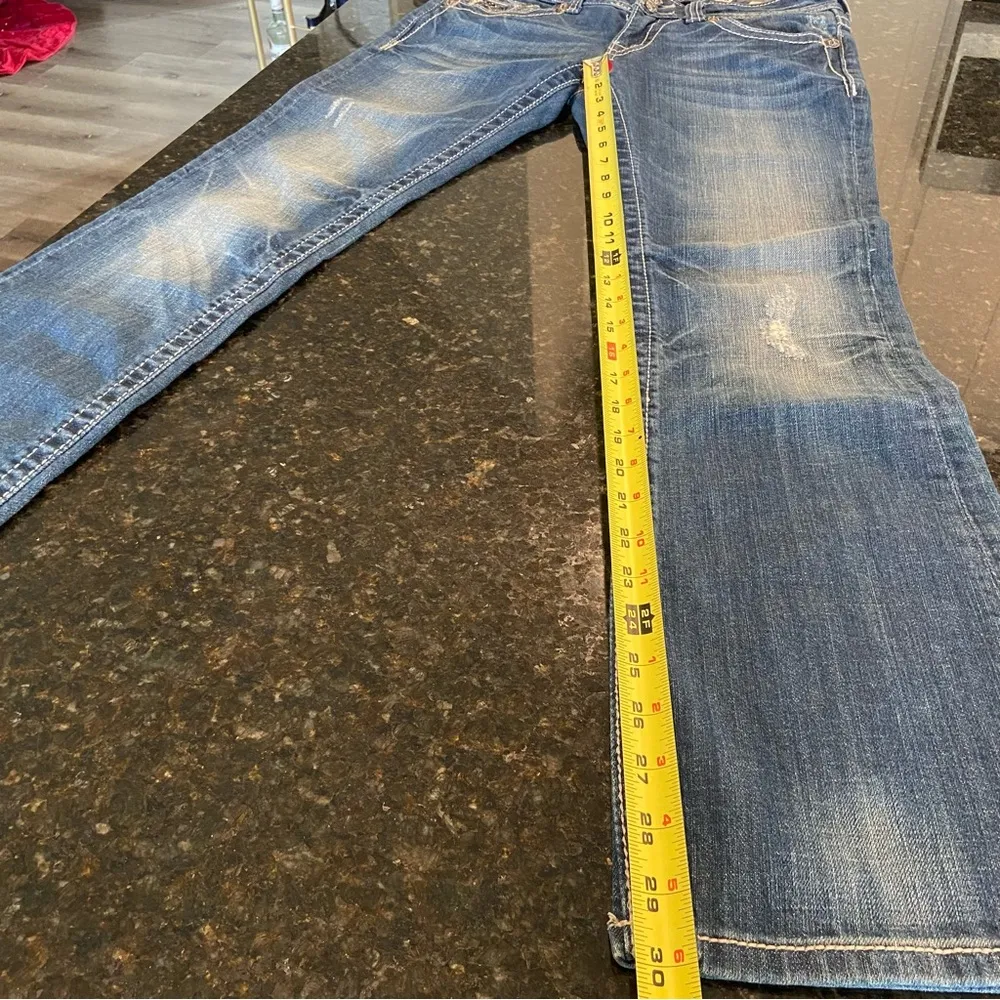 Miss Me Indigo Boot Cut Jeans Bedazzled Bling Gem Size 28 JP6015BR - Image 12