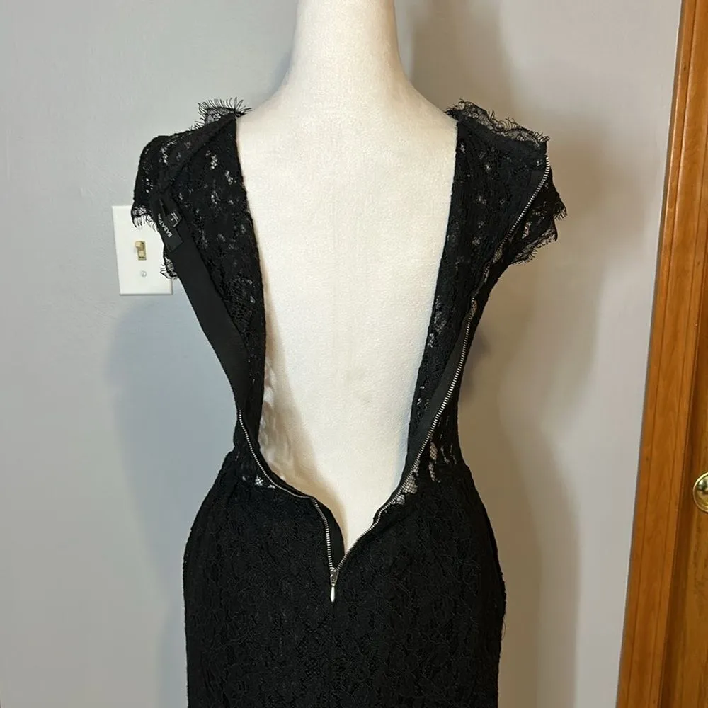 Aritzia Babaton Black Tobias cap sleeve v-neck Lace‎ Mini Dress size 2 - Image 10