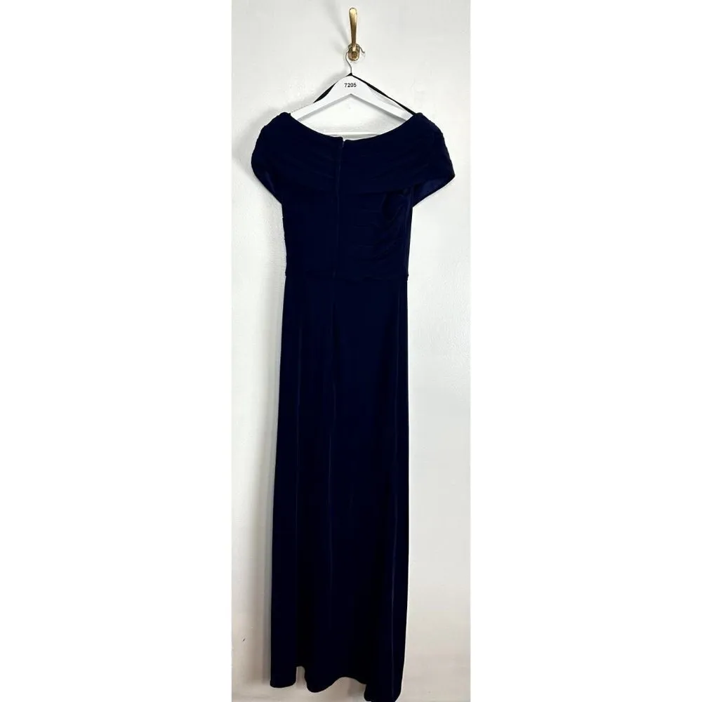 LA FEMME Ruched Jersey Column Gown in Navy Size US 4 - Image 6