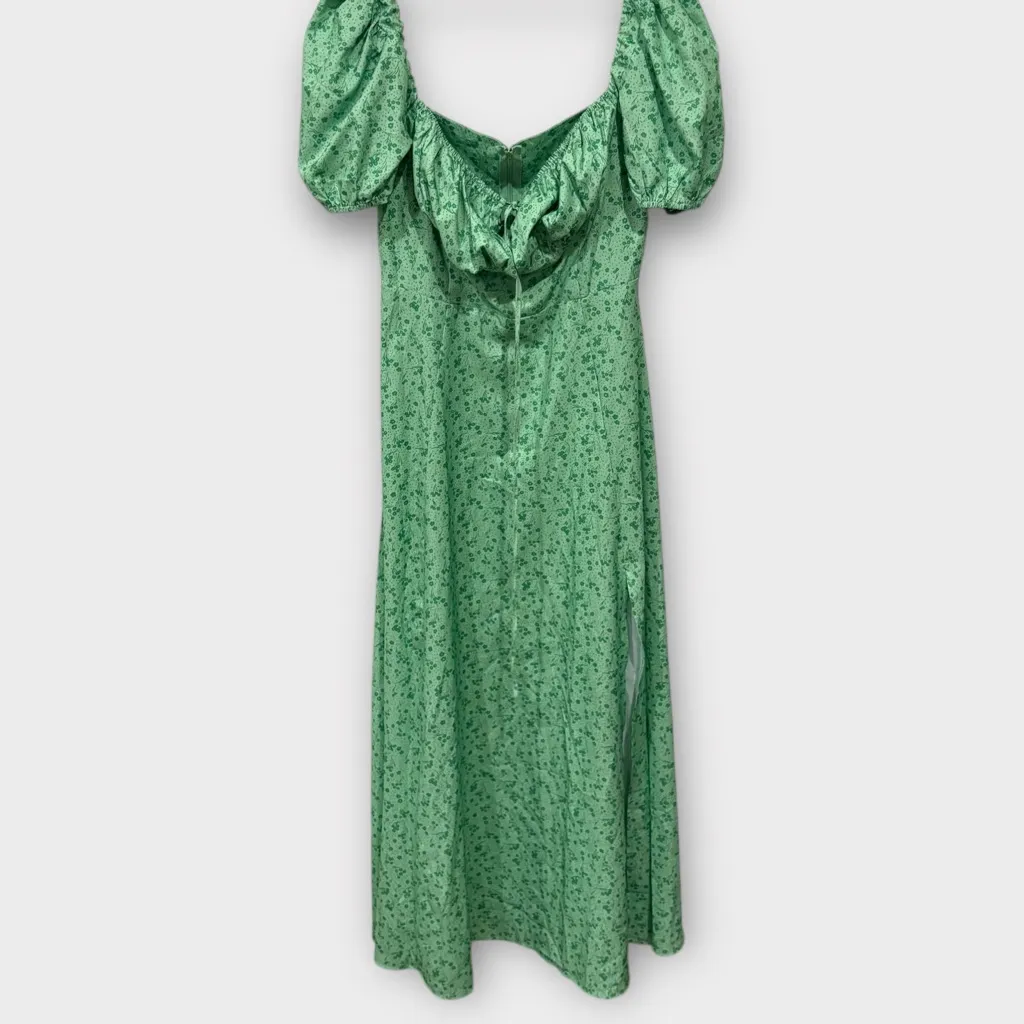 Marthea NWT Green Puff Sleeve Floral Peasant Dress Size L Size L - Image 2