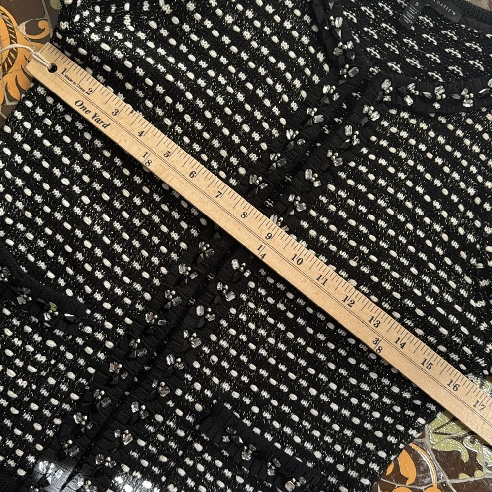 WHBM-WHITE HOUSE BLACK MARKET JEWELED KNIT CARDIGAN JACKET SZ: S - Image 8