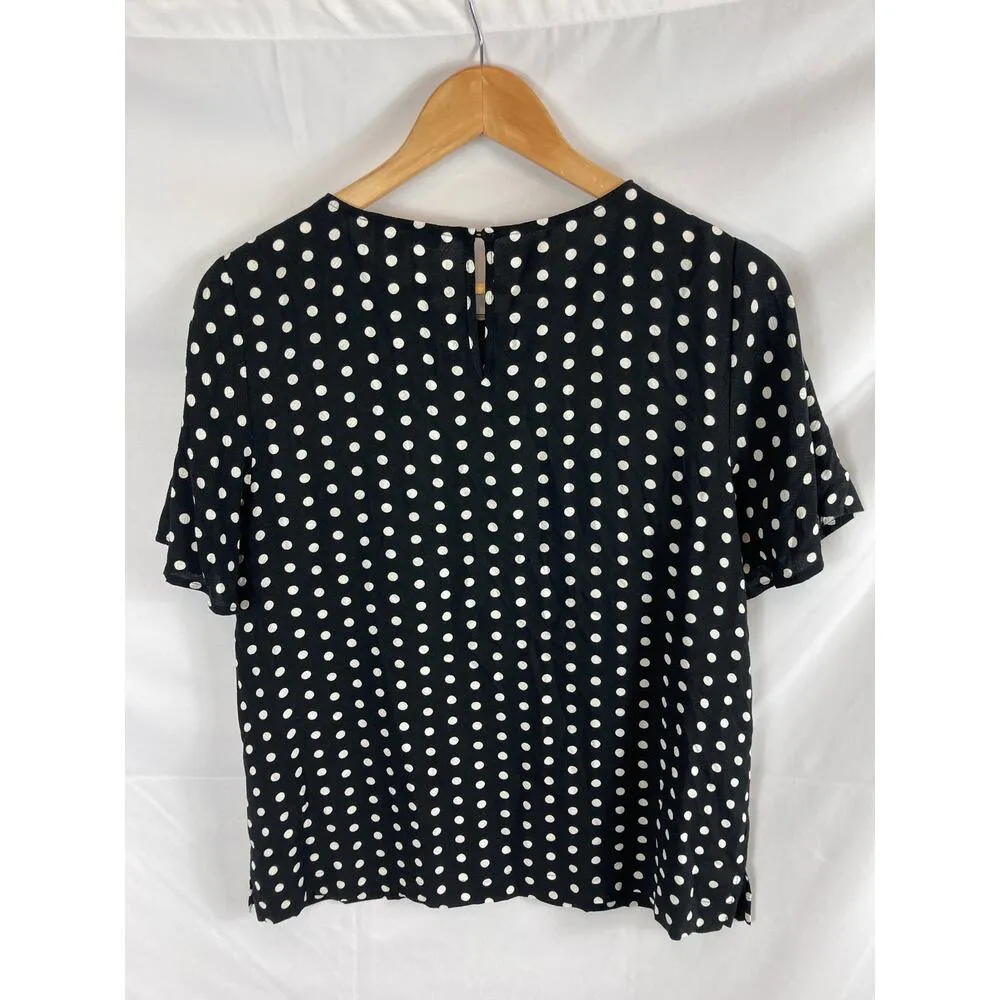 Dr2 Polka dot short sleeve blouse size small Black - Image 5