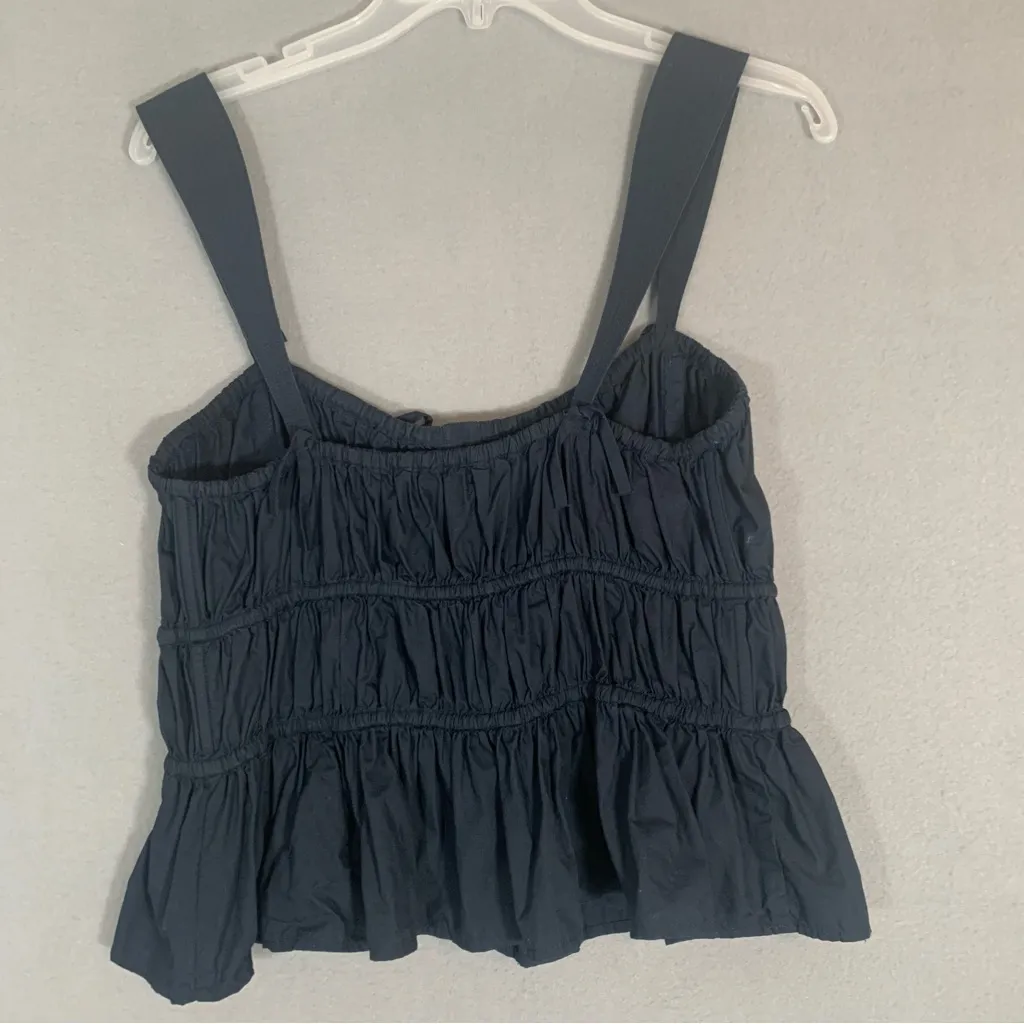 Ulla Johnson Navy Lulu Bow Top Size 8 Cotton Poplin - Image 2